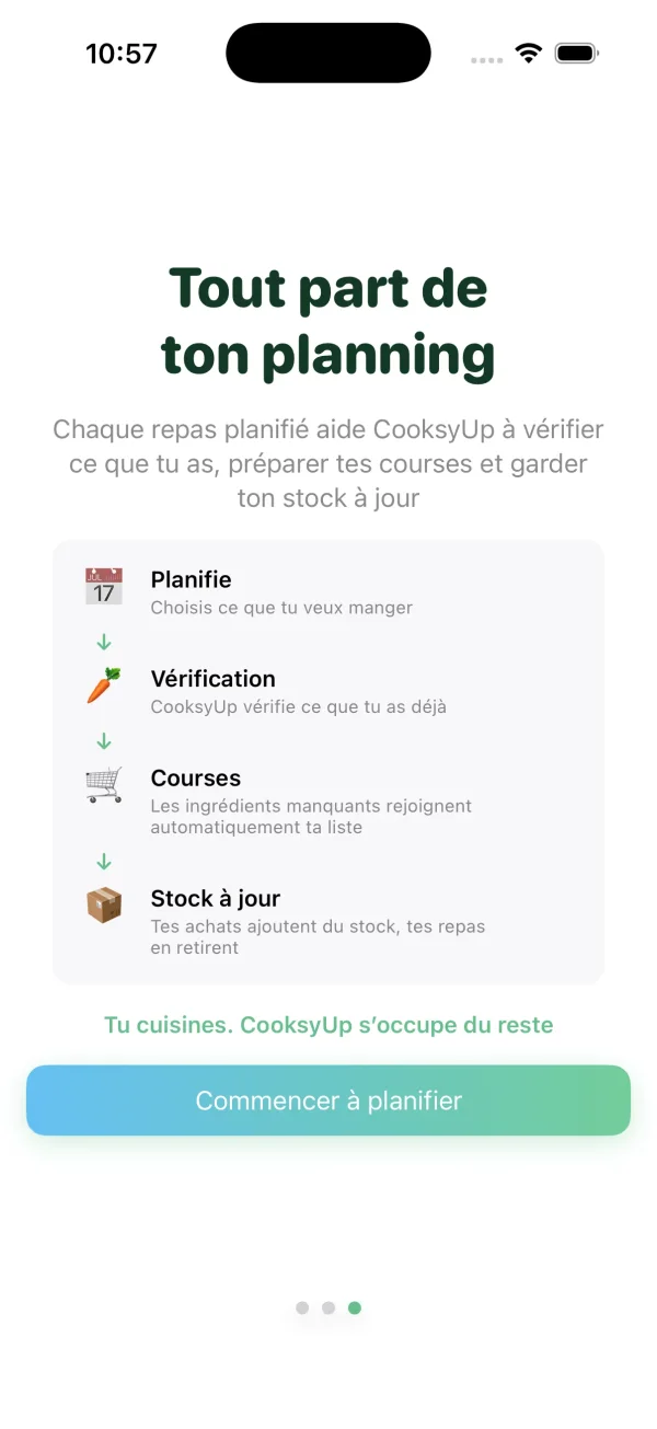 CooksyUp — boucle repas et courses